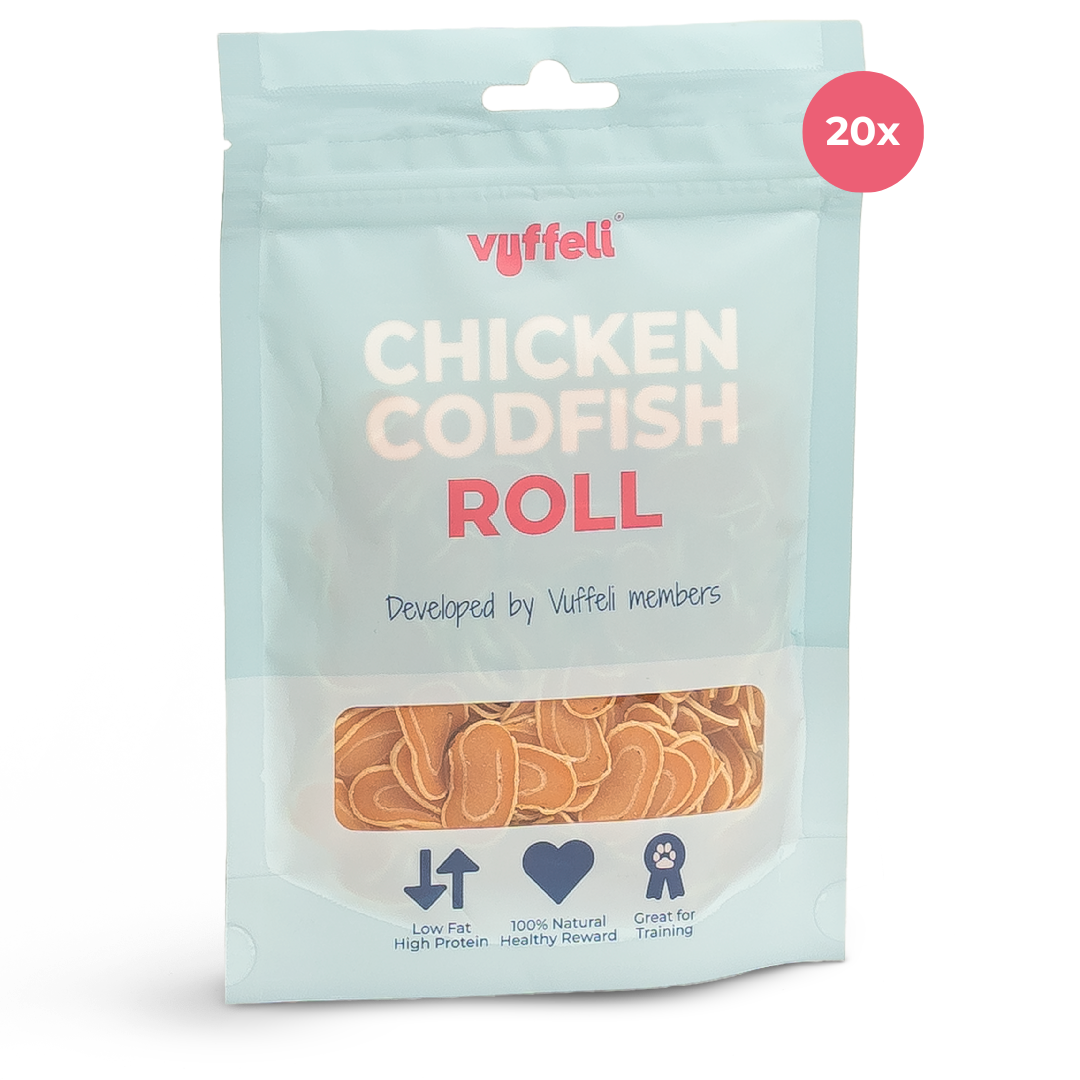 Soft Treats: Chicken Codfish rolls 20 stk
